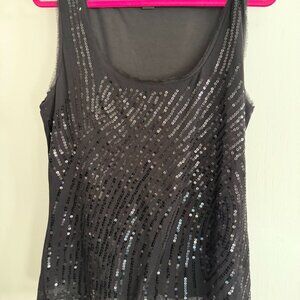 White House Black Market Black Sequin Tank Top